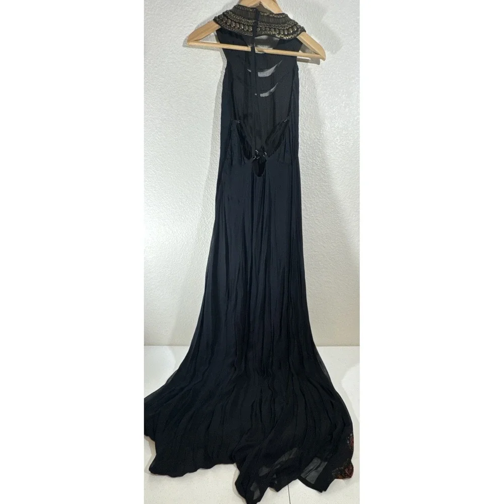 Free People Demeter Black Dress 4 Metal Beaded Boho Maxi Gown Whimsygoth $400 😍